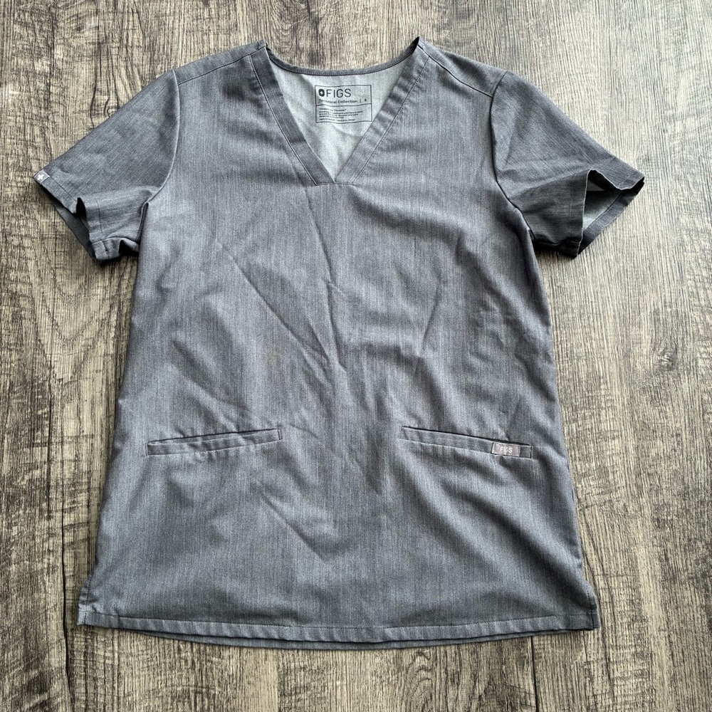 Figs Heather Gray V-Neck Scrub Top